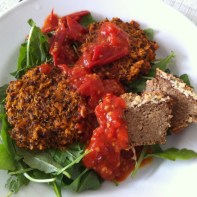 Here on rocket with ... and home-made cashew cheese